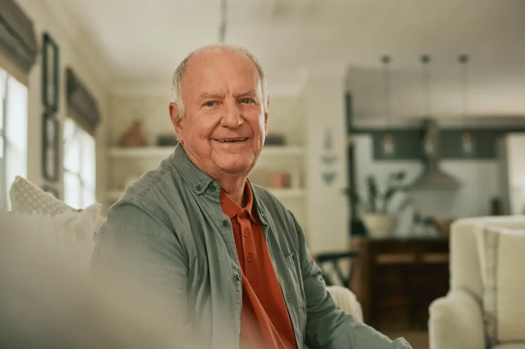 Elderly man smiling