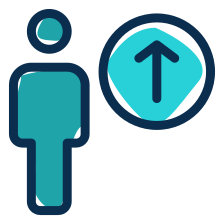 Person and up arrow icon